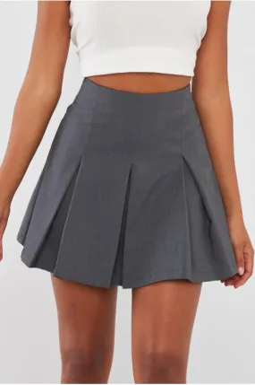 Jupe-short gris plissé
