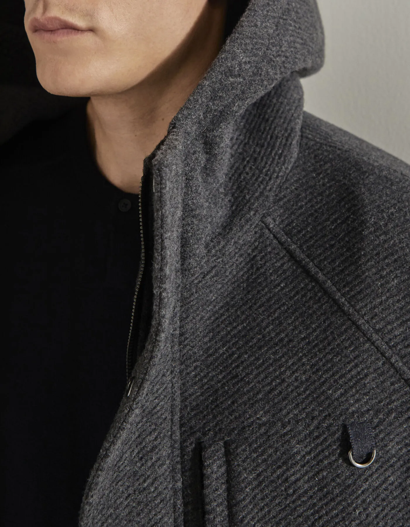 Manteau anthracite à capuche Homme