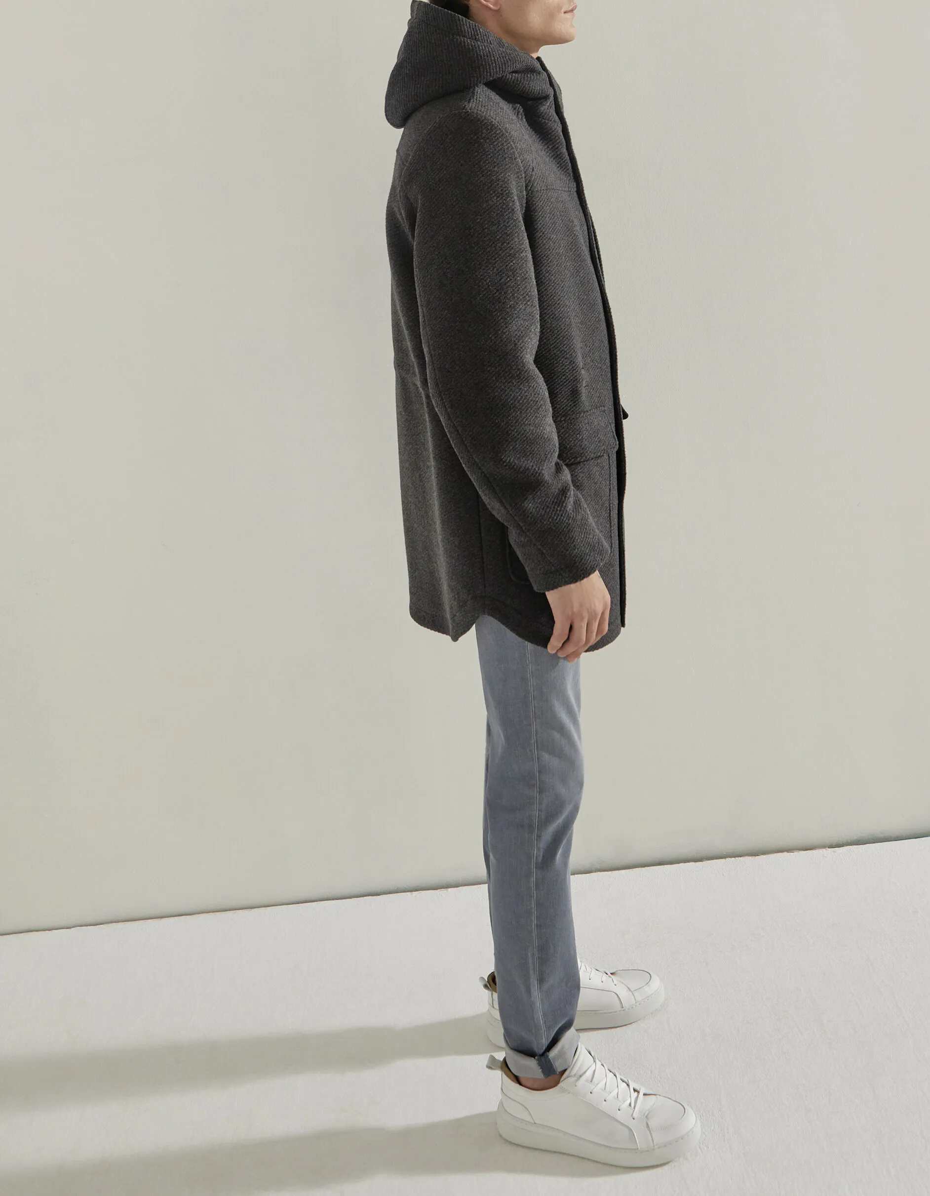 Manteau anthracite à capuche Homme