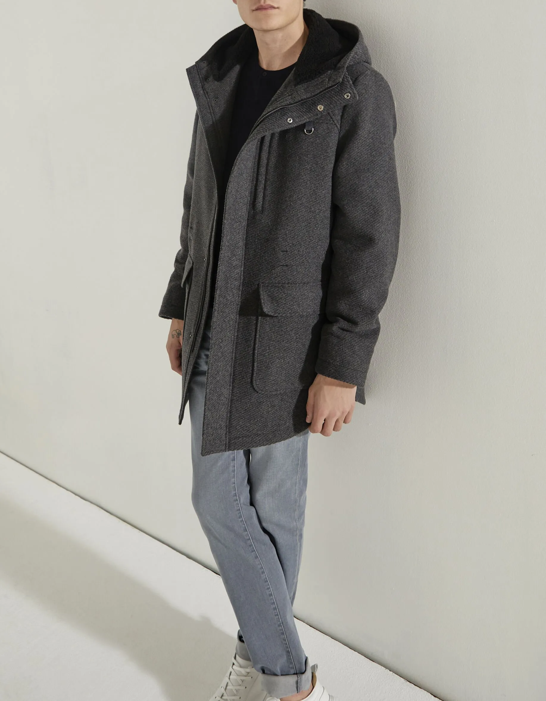 Manteau anthracite à capuche Homme